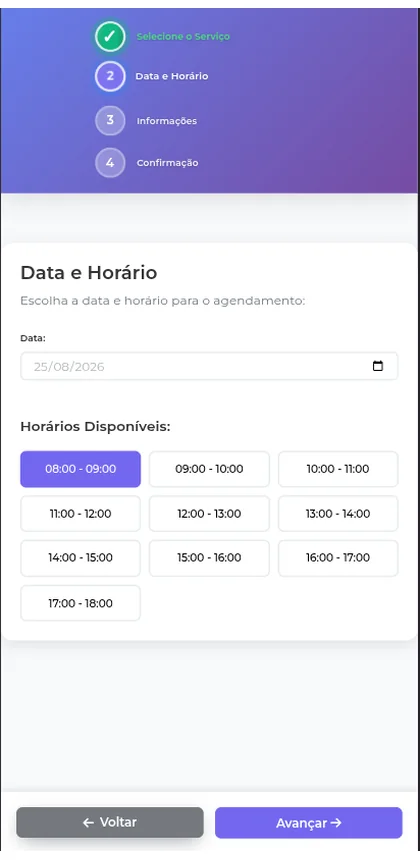 Tela do catálogo digital, com os serviços da empresa e os preços
